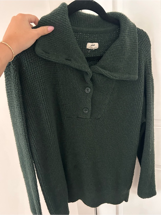 aerie Sweaters - aerie Dark Green Ribbed Button Sweater